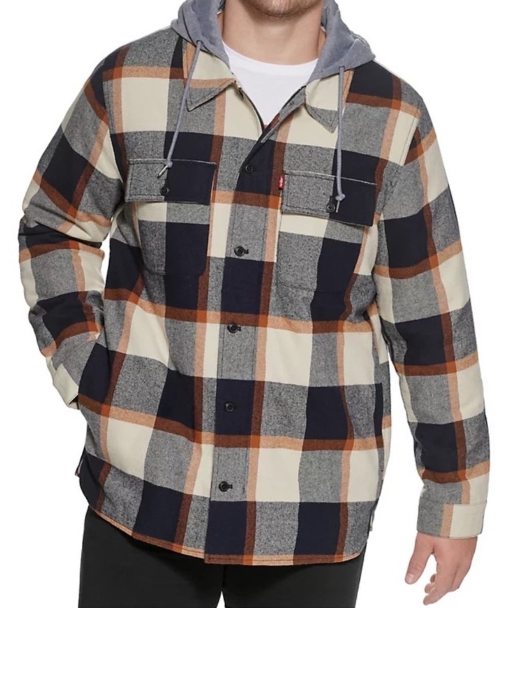 Levi's Skateboard Plaid Sherpa-Lined fleece Hooded Shirt Jacket Shacket small
